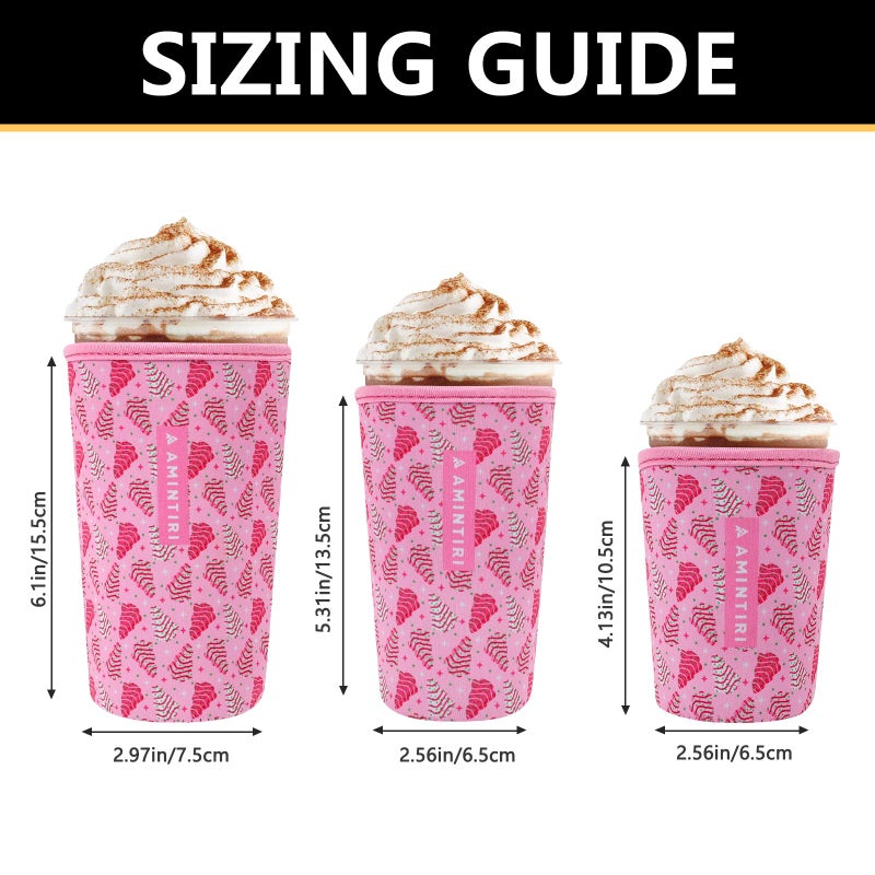 Amintiri 3 Pack Reusable Sleeve for Iced Coffee Cup  Coffee Neoprene Sleeve for Iced&Hot Drinks  Coffee Sleeve Compatible with Starbucks  Dunkin Coffee Cup. (Pink Cake) - Image 1