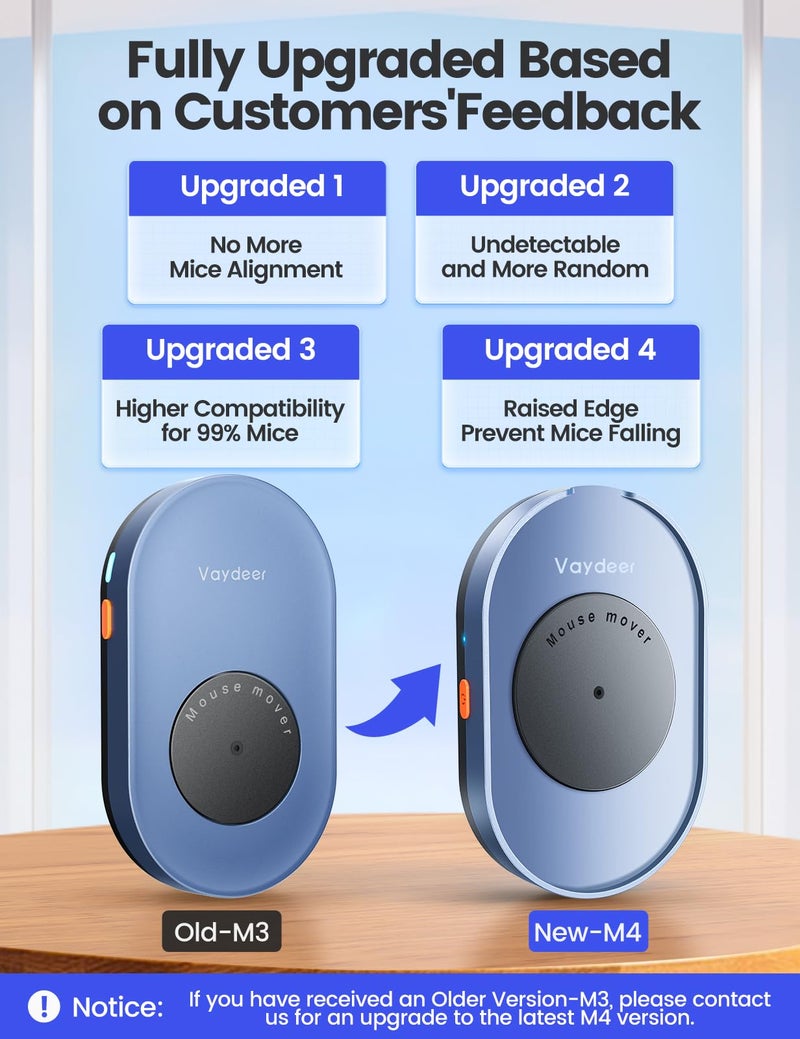 Vaydeer Undetectable Mouse Mover, M4 Mouse Jiggler Device with ON/Off Switch, Driver-Free Shaker Wiggler Mouse Movement Simulation for Computer Awakening, Gift Ideal for Men/Women - Image 2