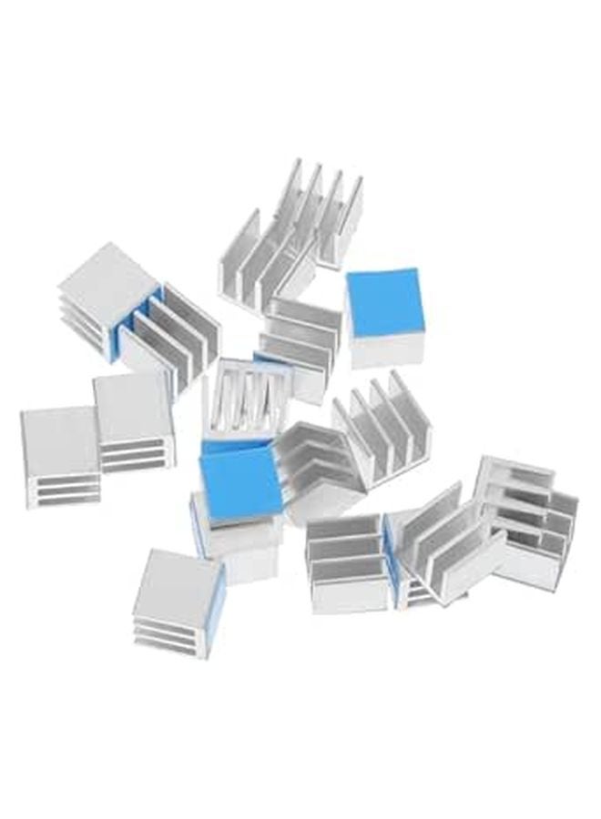 10x10x10mm Aluminum Heatsinks 20 Pack with Thermal Tape for PC Chip Cooling - Image 1