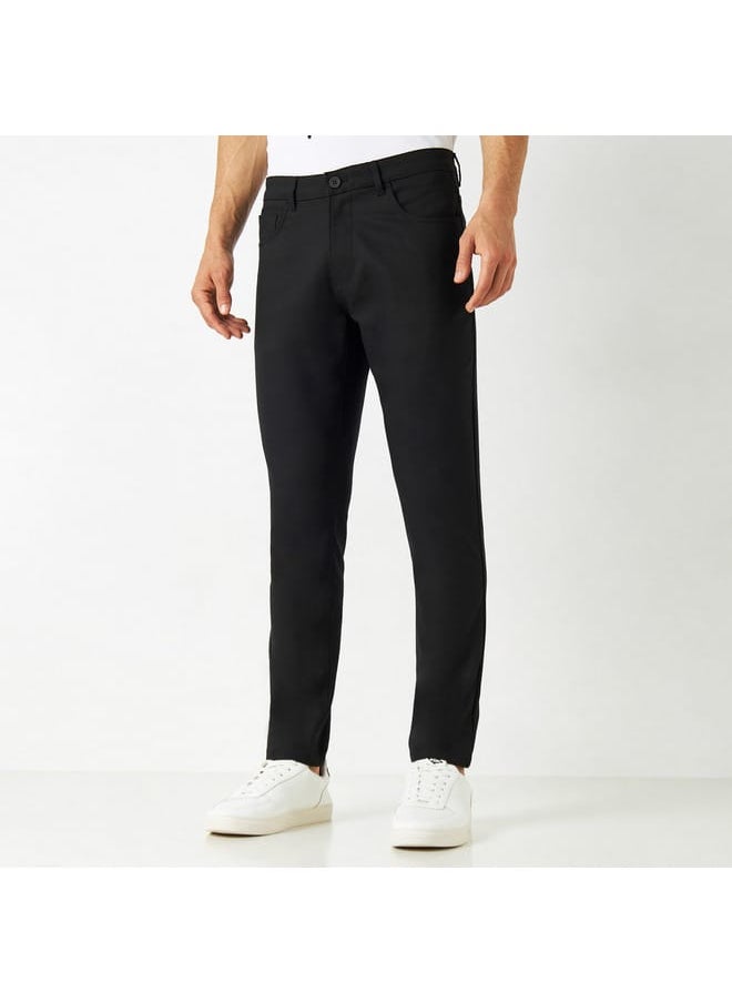 Iconic Iconic Solid Slim Fit Pants with Pockets  - Image 1