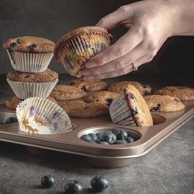 غير سامة غير لاصقة 12 كوب مافن عموم Pfoa Bpa خالية من الكعك القصدير غير سامة أفضل أحواض الكعك غير اللاصقة علب الكعك كب كيك صينية الكربون الصلب خبز قوالب الصواني - Image 5