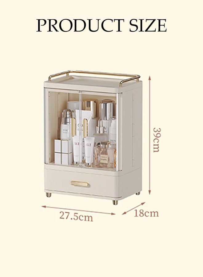 DUNISO Cosmetic storage box，Makeup Organizer for Vanity，Dustproof Large Capacity Skincare Organizers with 1 Drawer，for Bathroom Countertop - Image 2
