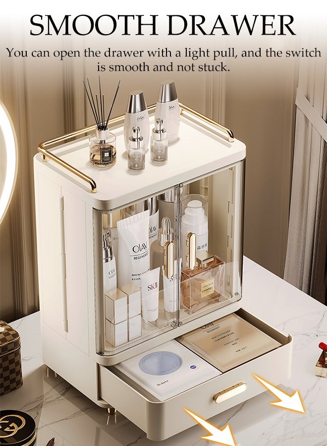 DUNISO Cosmetic storage box，Makeup Organizer for Vanity，Dustproof Large Capacity Skincare Organizers with 1 Drawer，for Bathroom Countertop - Image 5