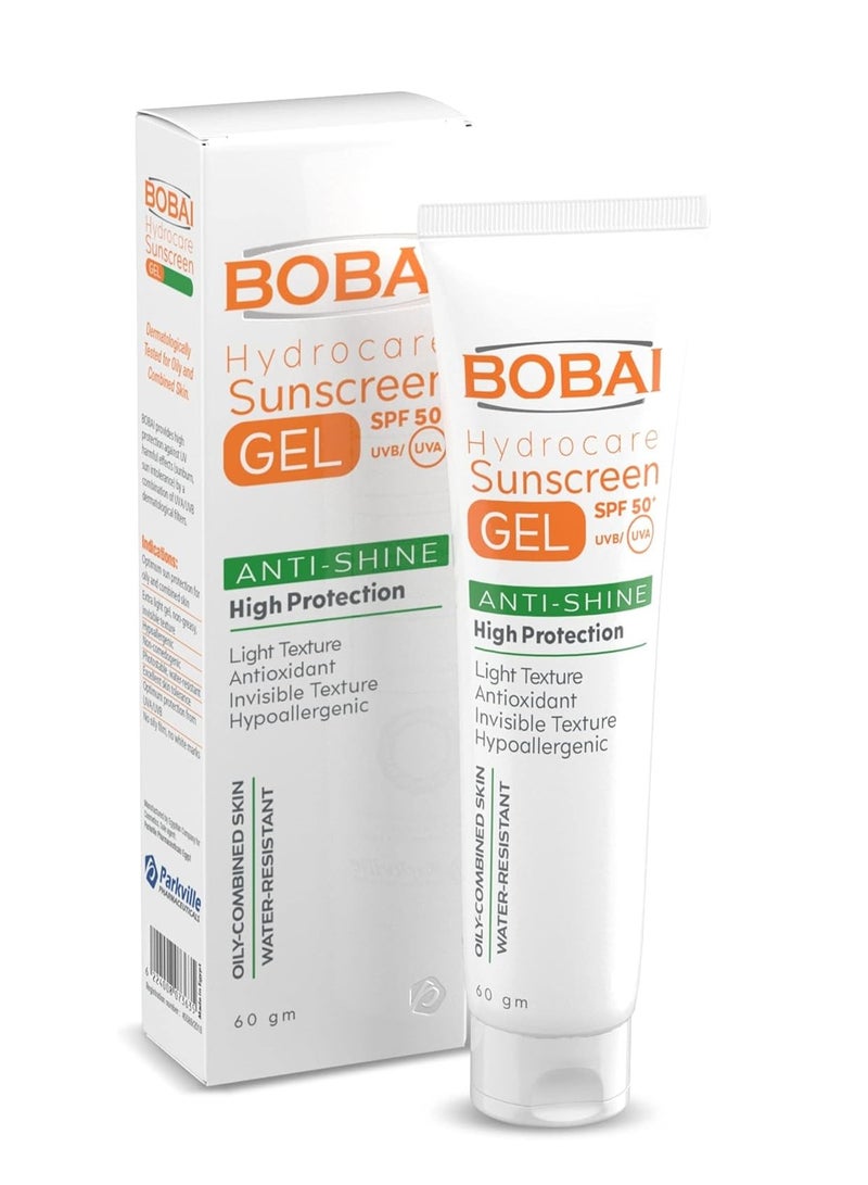bobai Hydrocare Sun Protection Gel – SPF 50 Broad Spectrum – Lightweight, Fast-Absorbing, Non-Greasy Formula – For Daily Use on All Skin Types – 60ml - Image 1