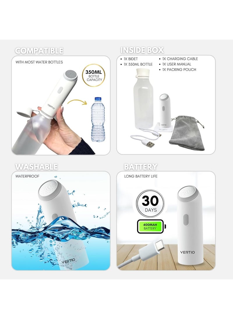 Premium Portable Bidet (Shattaf), Electric Rechargeable Travel Shattaf for Personal Hygiene Cleaning in Public or in Travel, with 400ml Bottle, Travel Essentials  - Image 4