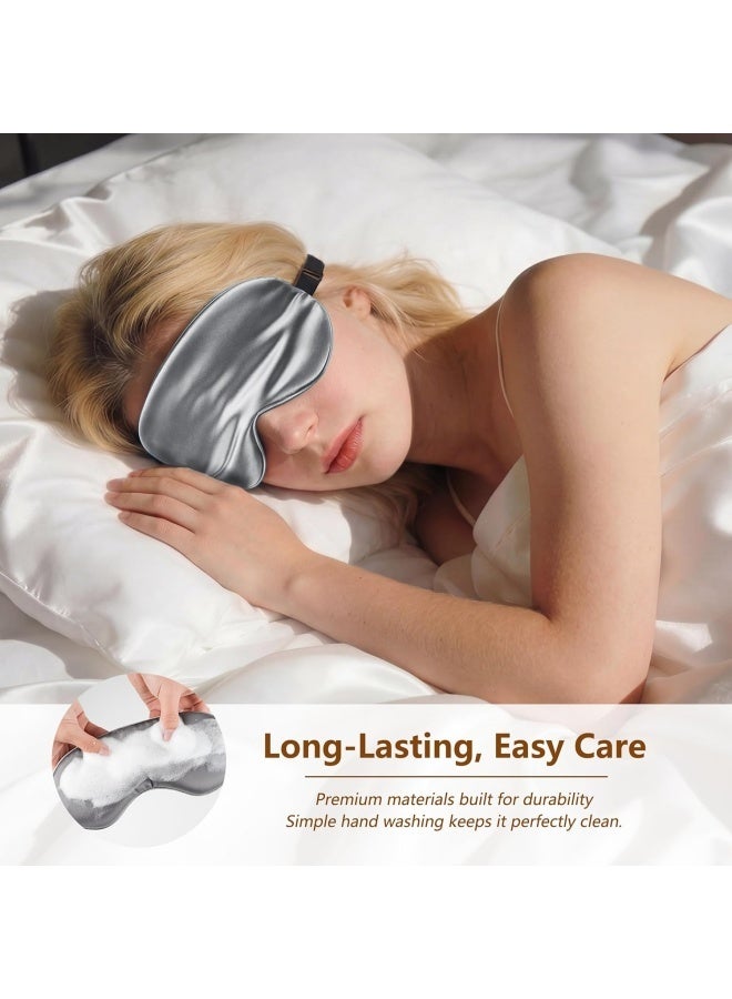 2 Pcs Silk Sleep Mask with Cold Gel Ice Pack for Relieving Eye Fatigue, Cooling Eye Mask for Sleeping and Traveling - Image 4
