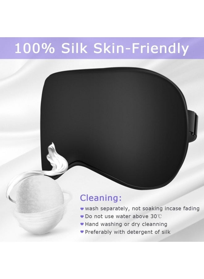 2 Pcs Silk Sleep Mask with Cold Gel Ice Pack for Relieving Eye Fatigue, Cooling Eye Mask for Sleeping and Traveling - Image 2