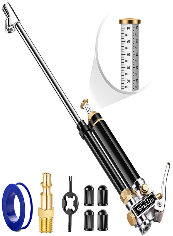 EVOULTES Heavy Duty Tire Inflator with Pressure Gauge, 16.5 Inch Extended Dual Head Air Chuck with Pressure Gauge, 10-120 PSI, Semi Truck Tire Pressure Gauge for Tuck Rv Car Air Compressor Accessories - Image 1
