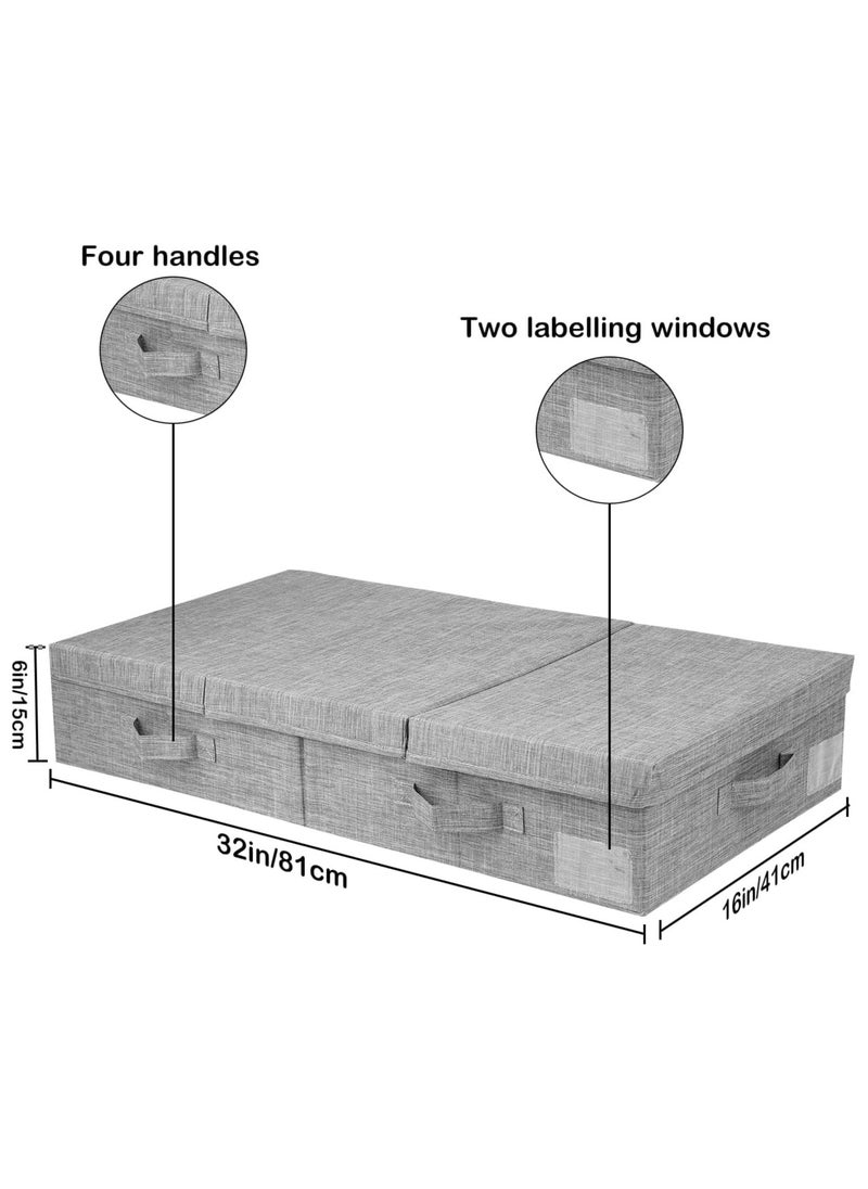 AUTOYSUR Under Bed Storage with Lids Large Underbed Storage Containers with Handles and Labels Foldable Stackable Drawer Organizer Bins Box for Clothes Shoes Blankets (Grey 1PC)  - Image 2
