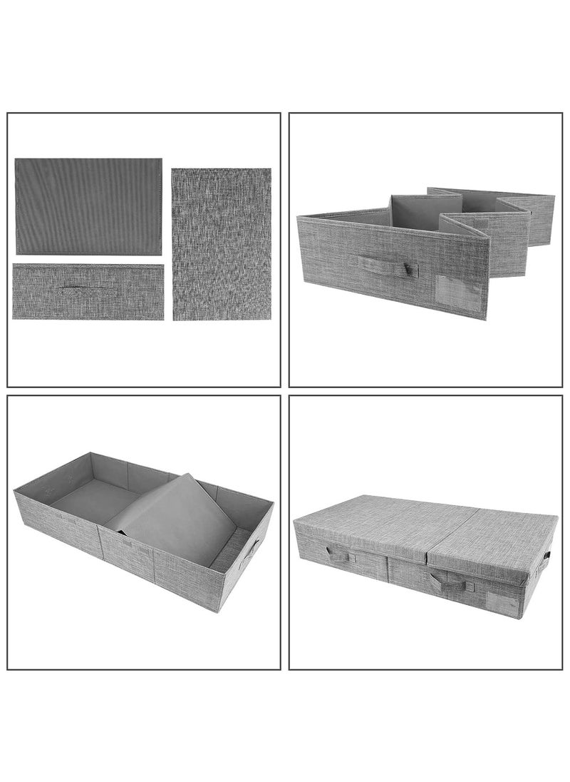 AUTOYSUR Under Bed Storage with Lids Large Underbed Storage Containers with Handles and Labels Foldable Stackable Drawer Organizer Bins Box for Clothes Shoes Blankets (Grey 1PC)  - Image 3