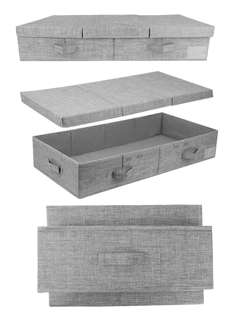AUTOYSUR Under Bed Storage with Lids Large Underbed Storage Containers with Handles and Labels Foldable Stackable Drawer Organizer Bins Box for Clothes Shoes Blankets (Grey 1PC)  - Image 4