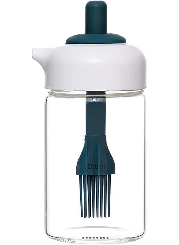 ANTARGO ANTARGO 250 Ml Oil Dispenser With Brush Oil Containers For Kitchen Oil Bottle For Kitchen Oil Bottle With Brush Oil Can For Cooking Baking Bbq Marinating Pack Of 1 Green Colour Glass  - Image 1