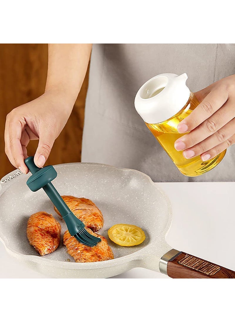 ANTARGO ANTARGO 250 Ml Oil Dispenser With Brush Oil Containers For Kitchen Oil Bottle For Kitchen Oil Bottle With Brush Oil Can For Cooking Baking Bbq Marinating Pack Of 1 Green Colour Glass  - Image 3