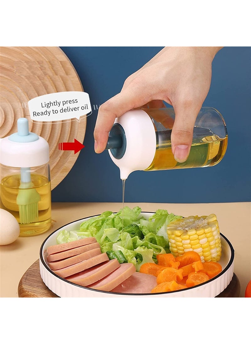 ANTARGO ANTARGO 250 Ml Oil Dispenser With Brush Oil Containers For Kitchen Oil Bottle For Kitchen Oil Bottle With Brush Oil Can For Cooking Baking Bbq Marinating Pack Of 1 Green Colour Glass  - Image 5