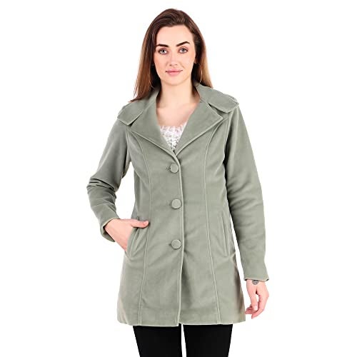 MUTEME Long Green Winter Wear Velvet Jacket For Women-X L - Image 1