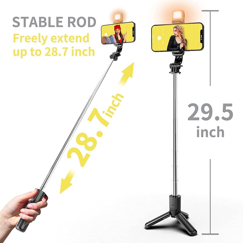CELLMASTER Selfie Stick for Mobile Phone with Light, Tripod Stand and Bluetooth Remote - Image 2
