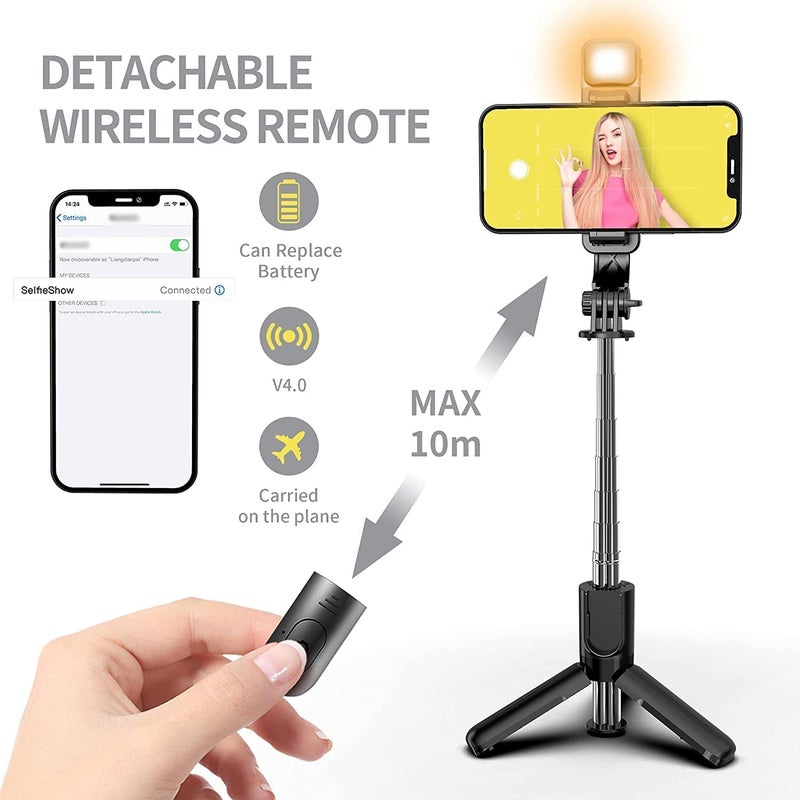 CELLMASTER Selfie Stick for Mobile Phone with Light, Tripod Stand and Bluetooth Remote - Image 4