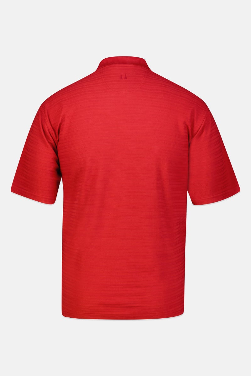 Greg Norman Men Regular Fit Short sleeve Textured Polo Shirt, Red - Image 4