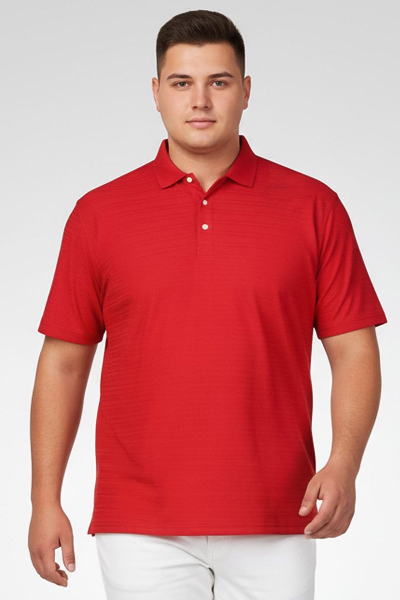 Greg Norman Men Regular Fit Short sleeve Textured Polo Shirt, Red - Image 1