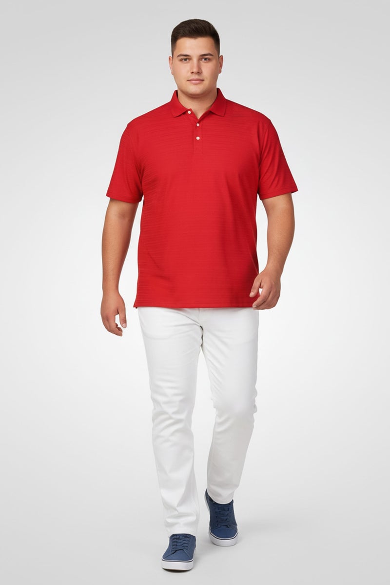 Greg Norman Men Regular Fit Short sleeve Textured Polo Shirt, Red - Image 2