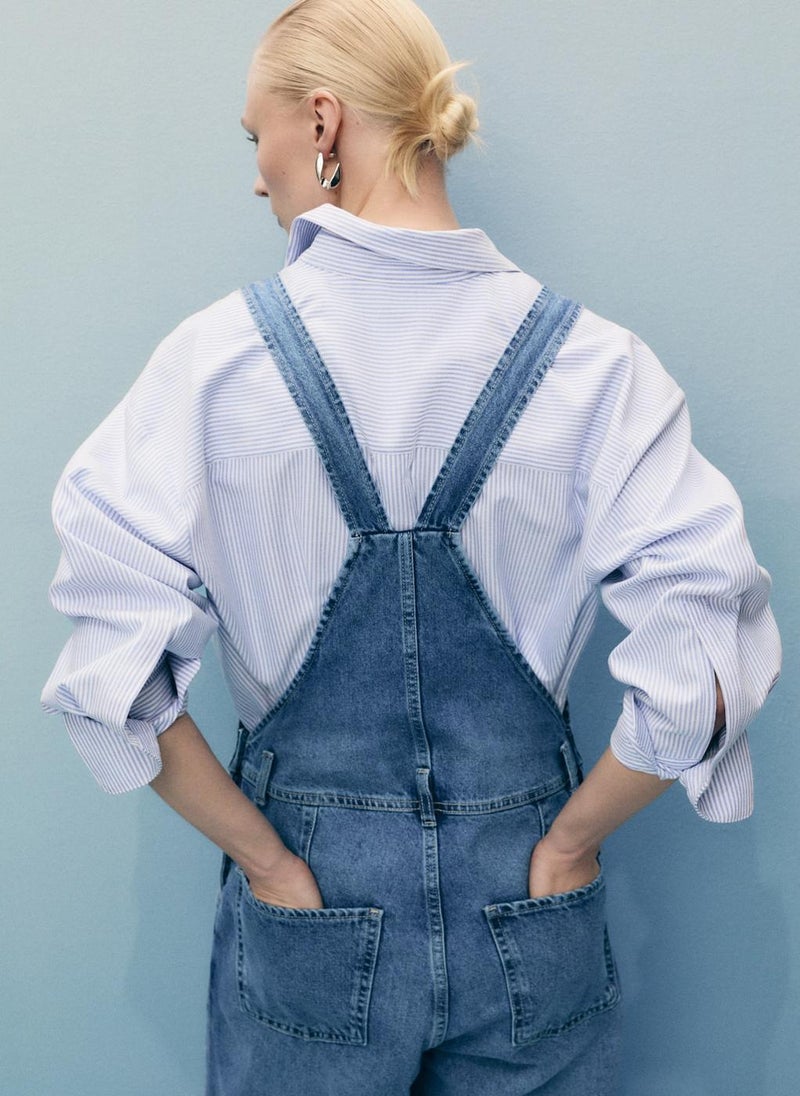 MANGO Straight Denim Dungarees  - Image 4