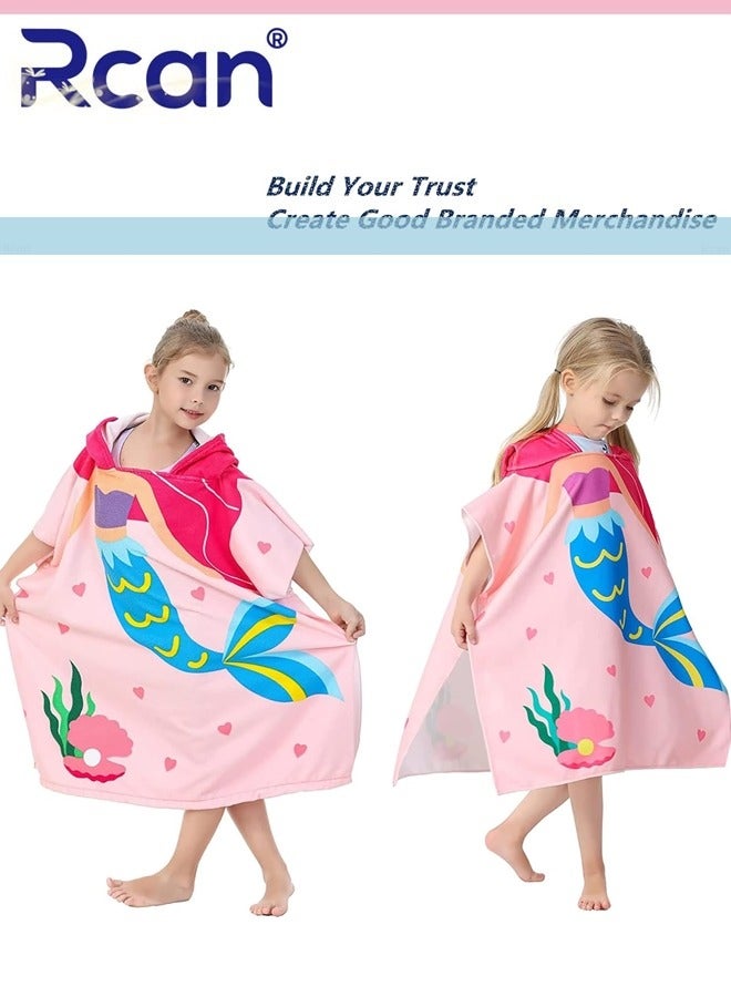 Rcan 1 Pcs Kids Bath Towel for Toddler Kids Hooded Towel Microfiber Bath Towel Super Soft Robe Poncho Bathrobe Girls Swimming Beach Holiday Water Playing Girls Beach Pool Bath Swim Coverups  - Image 1