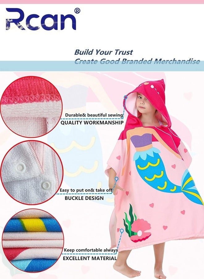 Rcan 1 Pcs Kids Bath Towel for Toddler Kids Hooded Towel Microfiber Bath Towel Super Soft Robe Poncho Bathrobe Girls Swimming Beach Holiday Water Playing Girls Beach Pool Bath Swim Coverups  - Image 2