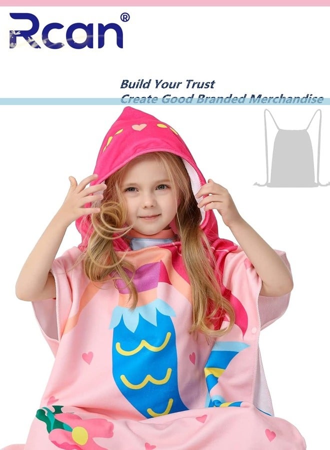 Rcan 1 Pcs Kids Bath Towel for Toddler Kids Hooded Towel Microfiber Bath Towel Super Soft Robe Poncho Bathrobe Girls Swimming Beach Holiday Water Playing Girls Beach Pool Bath Swim Coverups  - Image 3
