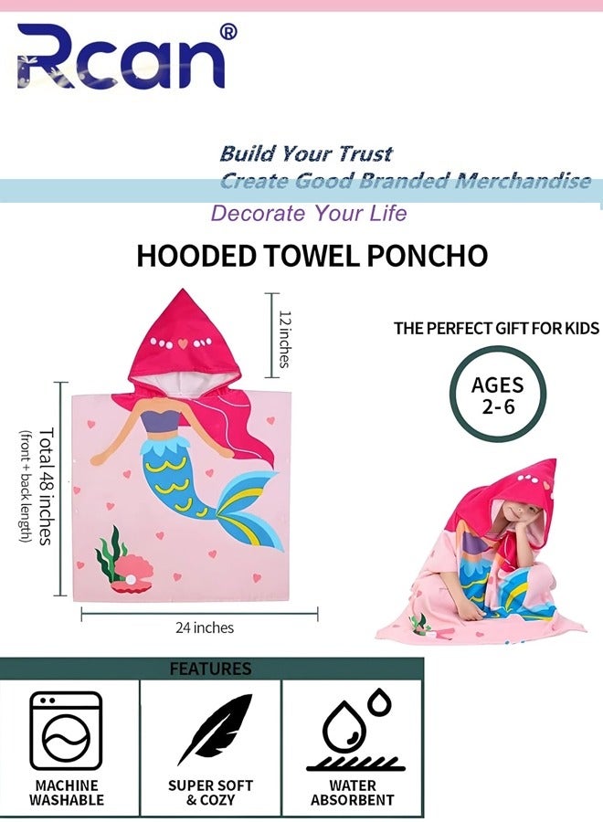 Rcan 1 Pcs Kids Bath Towel for Toddler Kids Hooded Towel Microfiber Bath Towel Super Soft Robe Poncho Bathrobe Girls Swimming Beach Holiday Water Playing Girls Beach Pool Bath Swim Coverups  - Image 4