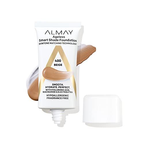 Almay AntiAging Foundation Smart Shade Face Makeup with Hyaluronic Acid Niacinamide Vitamin C E Hypoallergenic Fragrance Free 400 Beige 1 Fl Oz Pack of 1 - Image 1
