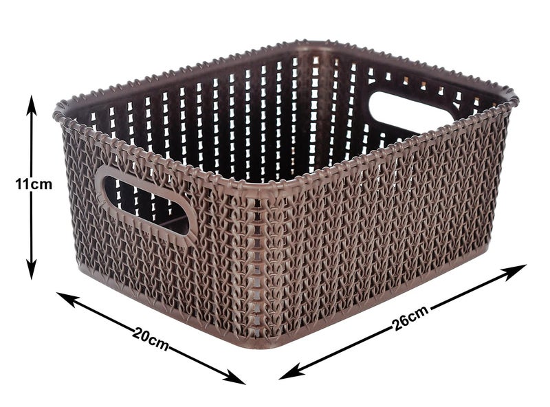 Kuber Industries Heart Home Multiuses Large M 20 Plastic Tray/Basket/Organizer Without Lid- Pack of 4 (Brown) -46HH091 - Image 5