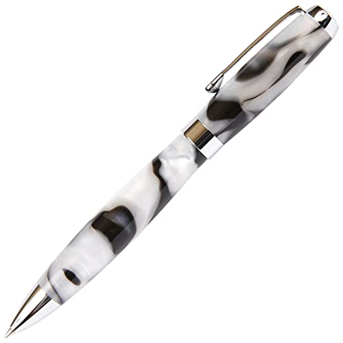 Lanier Pens Tuscany Black & Pearl Ballpoint Pen - Marbleized Gloss Body - Image 2