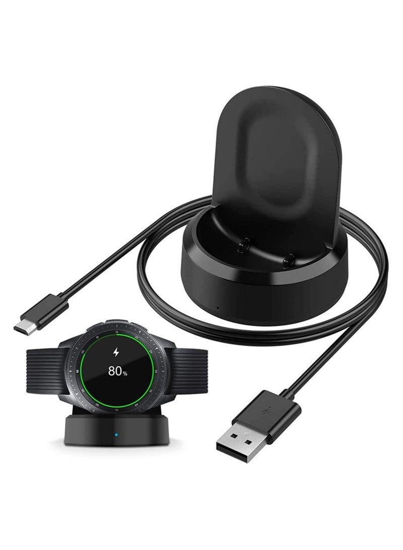 ELTRAZONE Charger for Samsung Galaxy Watch 42mm 46mm, Wireless Fast Charger Dock for Samsung Galaxy Smart Watch gear S3 Portable Charging Cradle Dock Charger stand with USB Cable(Black)  - Image 1