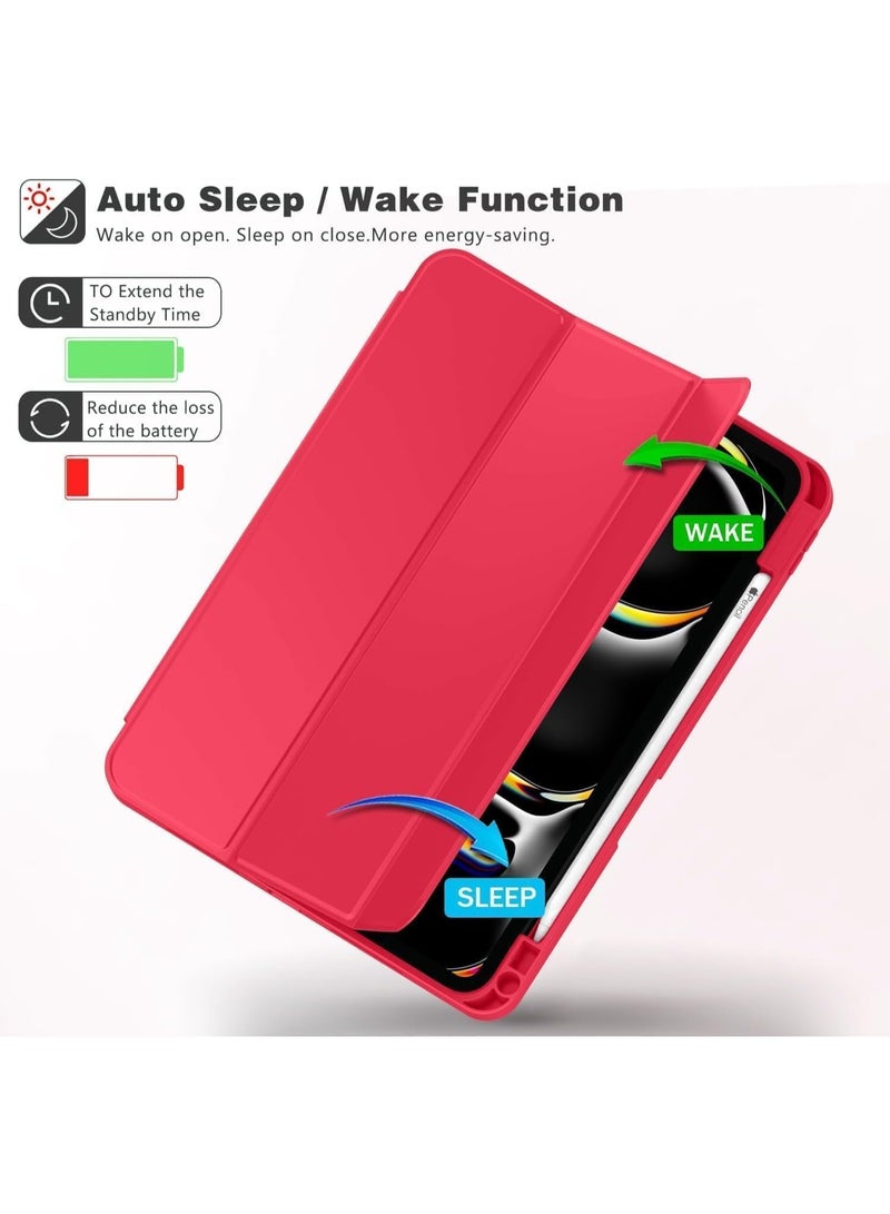 TIGER Vibrant iPad Pro 11 Inch 2024 Case (5th Gen, M4) – Lightweight Protective Cover with Pencil Slot, USB-C Pencil Charging Support, Auto Wake/Sleep Feature, Touch ID Access, Magnetic Foldable Stand for Desk or Travel (Red) - Image 2