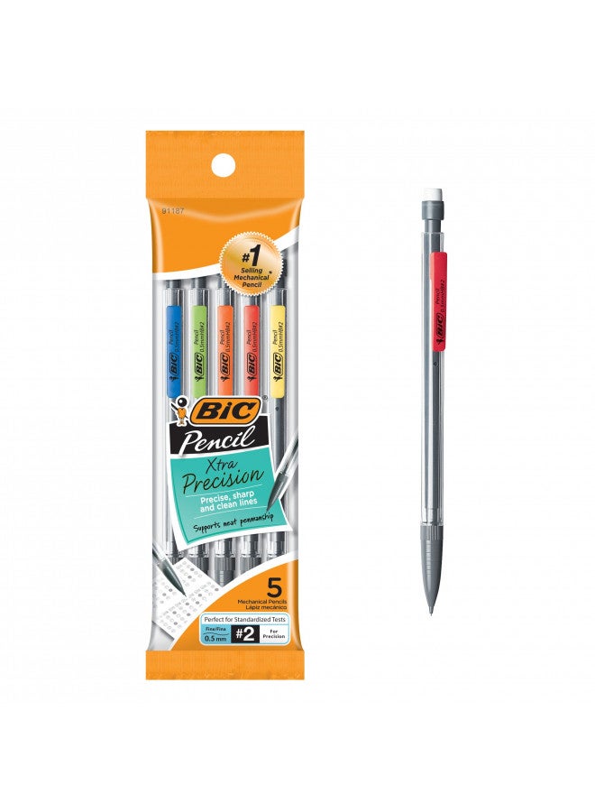 BIC Xtra-Precision Mechanical Pencil, Clear Barrel, Fine Point (0.5mm), 5-Count - Image 1