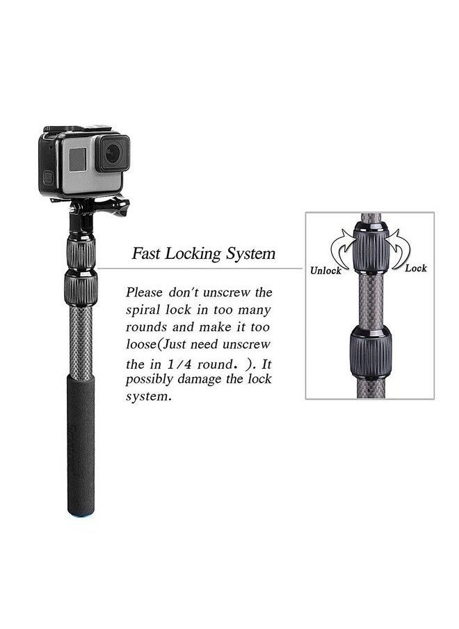 Smatree S3C Carbon Fiber Detachable Extendable Floating Pole With Tripod Stand Compatible For Gopro Hero 11 Max Gopro Hero 10 9 8 7 6 5 4 3 Plus 3 Gopro Hero 2018 Dji Osmo Action 2.  - Image 5