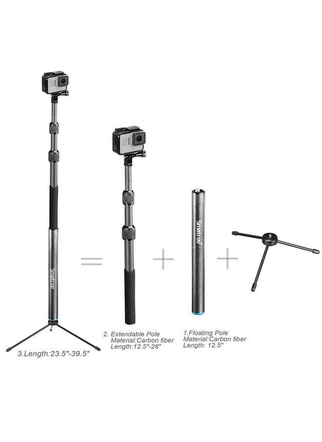 Smatree S3C Carbon Fiber Detachable Extendable Floating Pole With Tripod Stand Compatible For Gopro Hero 11 Max Gopro Hero 10 9 8 7 6 5 4 3 Plus 3 Gopro Hero 2018 Dji Osmo Action 2.  - Image 4