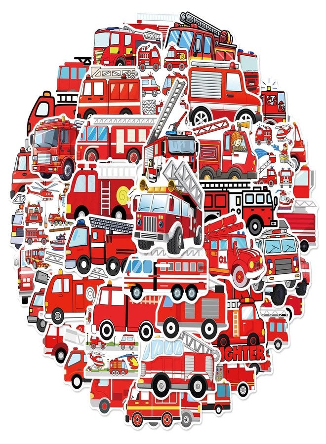 BBPOOL Firetruck Stickers for Kids, 100PCS Vinyl Waterproof Stickers for Waterbottle Laptop Firefighter Party Favors Fire Truck Birthday Decorations for Boys Teens Girls - Image 1
