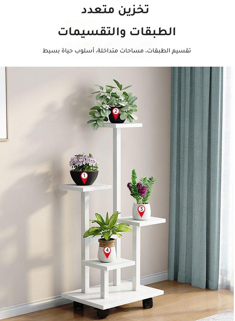 Generic Ladder Plant Holder Plant Stand 5 Tier Indoor Outdoor Flower Shelf for Multiple Plants Corner Tall Flower Holders for Patio Garden Living Room Balcony Bedroom,White  - Image 2