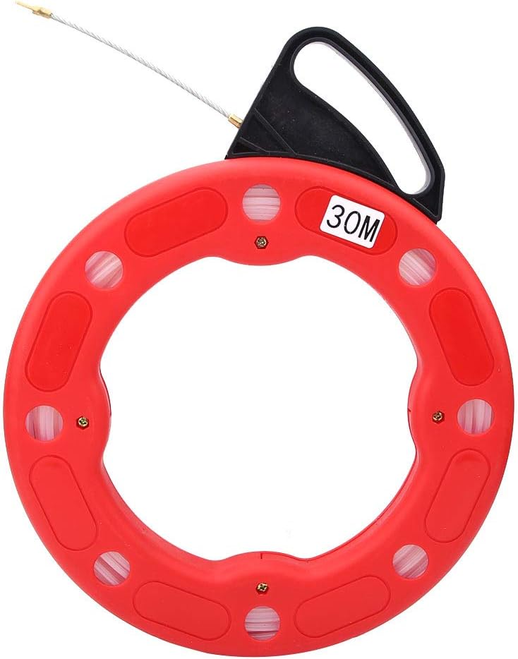 Fiberglass Nylon Fish Tape Reel Puller, Non Conductive Wire Pulling Tool with High Impact Storage Case, 4.0mm Width 30m Length for Heavy Duty Electrical Wiring and Cable Installati - Image 2