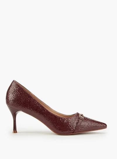 Flora Bella By Shoexpress Textured Slip-On Pumps with Stiletto Heels