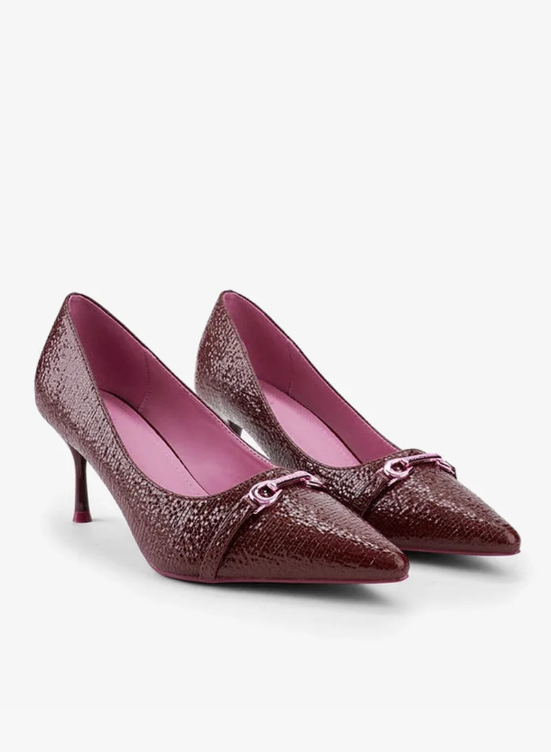 Flora Bella By Shoexpress Flora Bella Textured Slip-On Pumps With Stiletto Heels