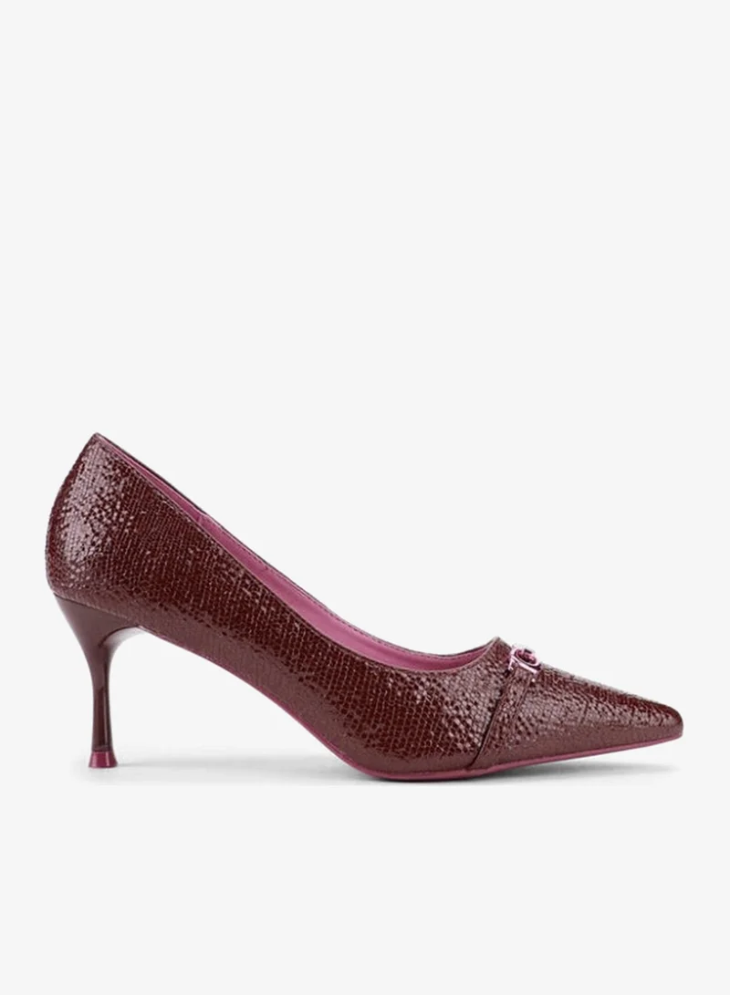Flora Bella By Shoexpress Flora Bella Textured Slip-On Pumps With Stiletto Heels