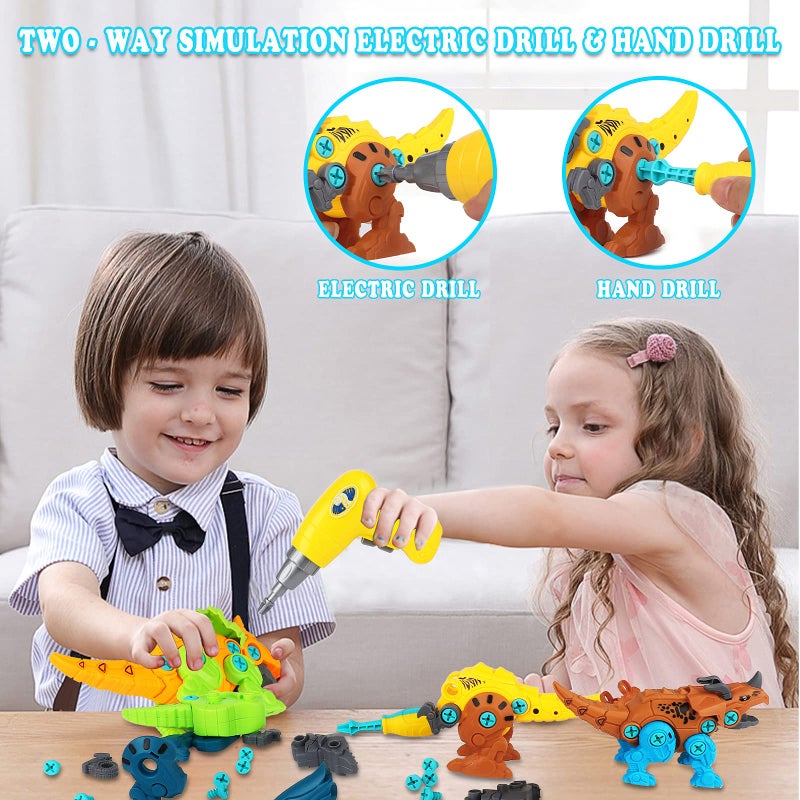 Elitoky Dinosaur Toys, Take Apart Dinosaur Toys for Kids, Educational Construction Building Sets with Electric Drill Storage Box - Birthday Gifts for Toddlers Boys Girls Age 3 4 5 6 7 8 Year Old - Image 5