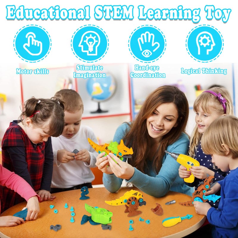 Elitoky Dinosaur Toys, Take Apart Dinosaur Toys for Kids, Educational Construction Building Sets with Electric Drill Storage Box - Birthday Gifts for Toddlers Boys Girls Age 3 4 5 6 7 8 Year Old - Image 2