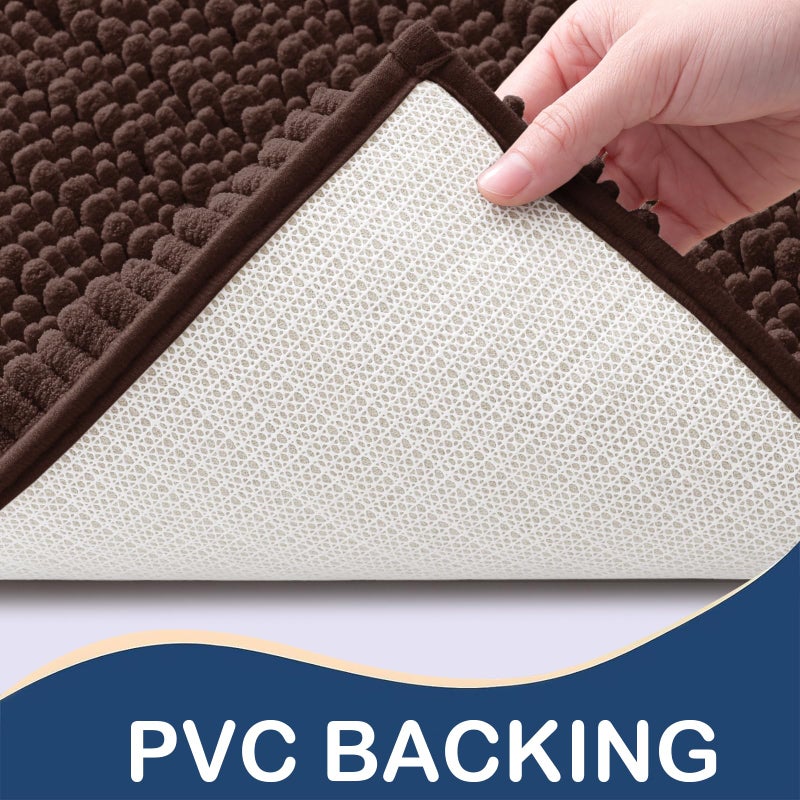 Arotive Arotive Luxury Round Chenille Bathroom Rug Mat  Extra Soft Thick Absorbent Shaggy Bath Rugs  Non-Slip Machine Wash Dry Plush Bath Mats for Bathroom  Shower and Tub  24x24  Brown  - Image 3