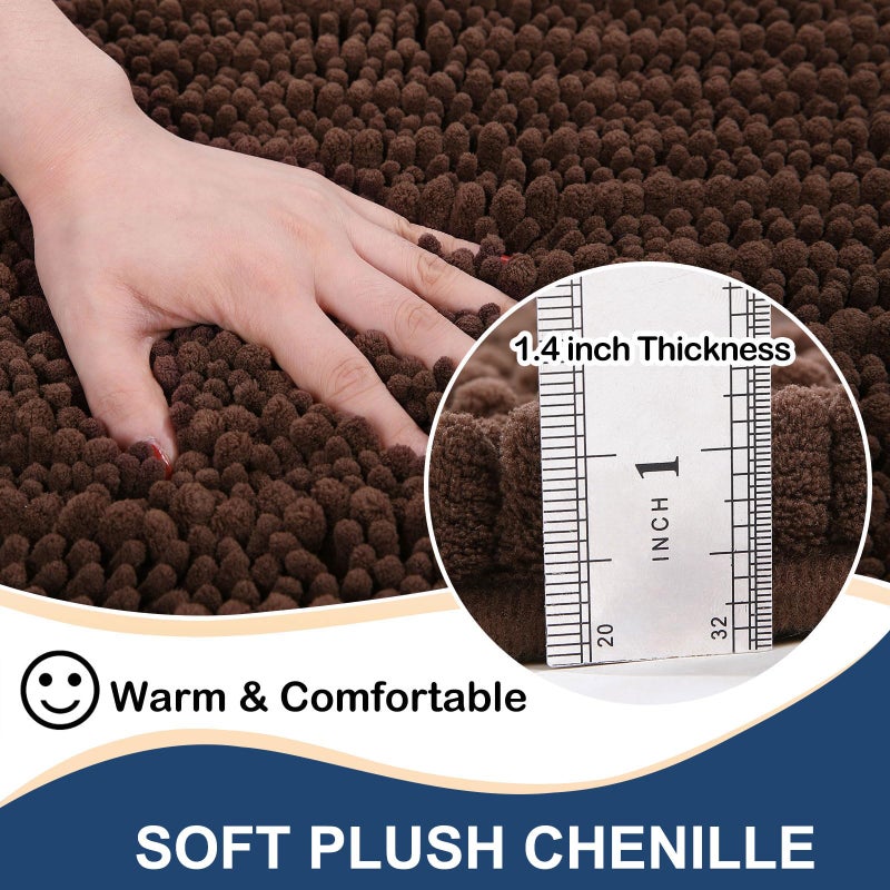 Arotive Arotive Luxury Round Chenille Bathroom Rug Mat  Extra Soft Thick Absorbent Shaggy Bath Rugs  Non-Slip Machine Wash Dry Plush Bath Mats for Bathroom  Shower and Tub  24x24  Brown  - Image 1