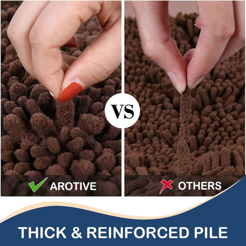 Arotive Arotive Luxury Round Chenille Bathroom Rug Mat  Extra Soft Thick Absorbent Shaggy Bath Rugs  Non-Slip Machine Wash Dry Plush Bath Mats for Bathroom  Shower and Tub  24x24  Brown  - Image 4