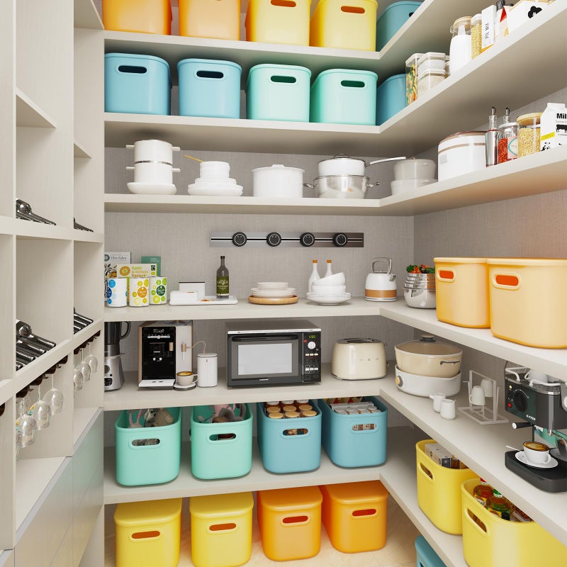 BOBIBOSS 8 Pack Colorful Storage Bins with Lids for Shelves, Classroom Storage Bins, Stackable Colored Bins, Plastic Storage Containers with Lids for Organizing, Storage Boxes for Craft, Art Supplies - Image 2