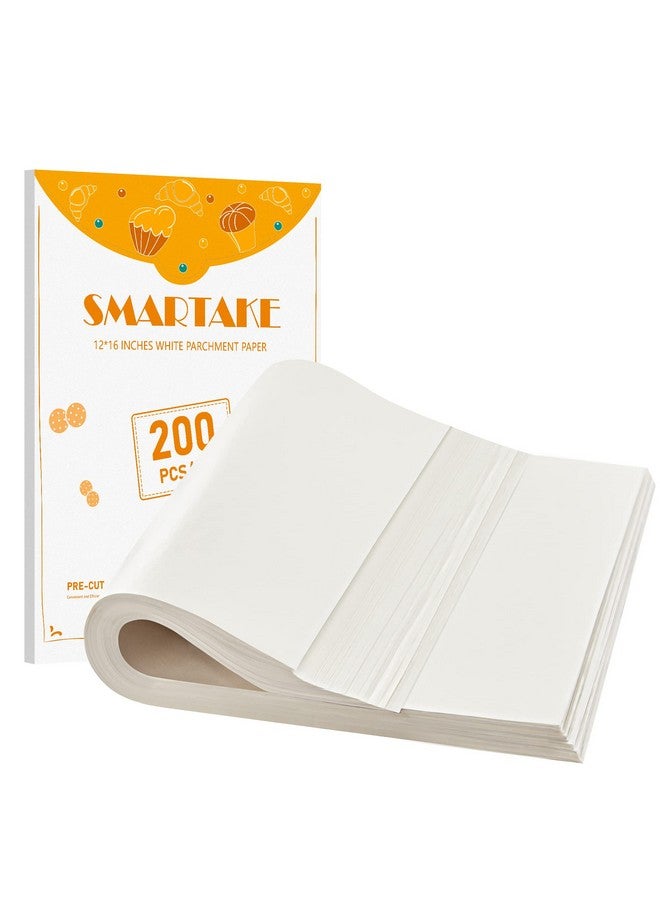 SMARTAKE 200 قطعة ورق زبدة للخبز، 12X16 بوصة ورق زبدة مقطع مسبقًا غير لاصق، مناسب للخبز والشواء والقلي الهوائي والبخار والخبز والكعك والبسكويت والمزيد (أبيض) - Image 1